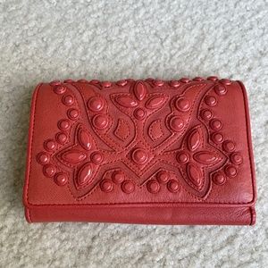 Isabella Fiore coral leather studded wallet